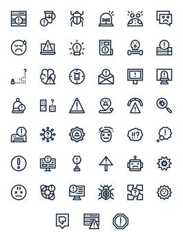 negrita línea editable íconos desde problema conjunto con 45 64 x 64 íconos vector