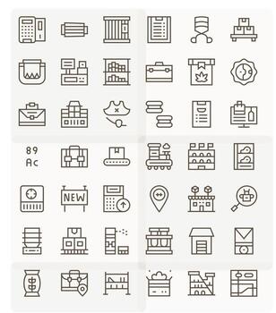 42 Regular Line Icons designed for Inventory in 256x256 Pixel Aligned format vector