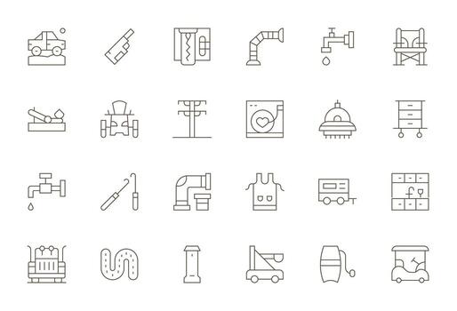 24 alto resolución píxel alineado íconos para utilidad en Delgado línea tema vector