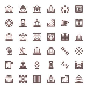 Structure Icon Set with 36 Bold Line High Resolution Detail Enhanced Graphics vector