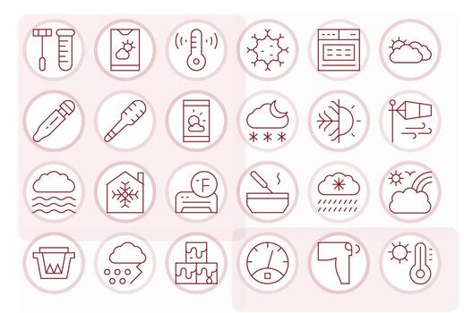 24 High Resolution Pixel Aligned Icons for Temperature in Thin Line Theme vector