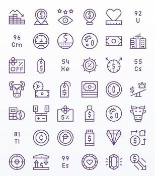 42 Regular Line Pixel Optimized Icons crafted for Value High Resolution applications vector