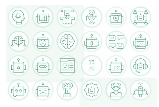 ai icono repositorio conteniendo 24 Delgado línea 64 x 64 cuadrícula equipado gráficos vector