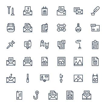 35 regular línea íconos desde adjunto archivo en 64 x 64 monitor Perfecto calidad vector