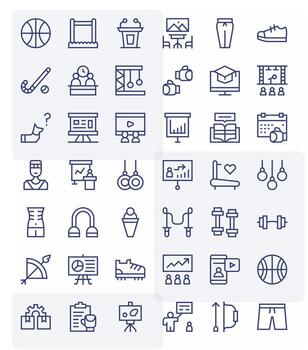 Training Pixel Optimized Set with 42 256x256 Regular Line Icons vector