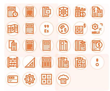 cálculo icono caja de herramientas presentando 28 cuadrícula equipado 256x256 negrita línea elementos vector