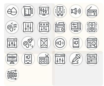 25 High Resolution Icons for Volume in Detail Enhanced Regular Line Format vector