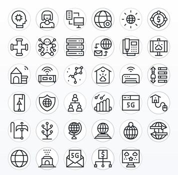 35 128x128 Regular Line Editable Icons for Network Projects vector