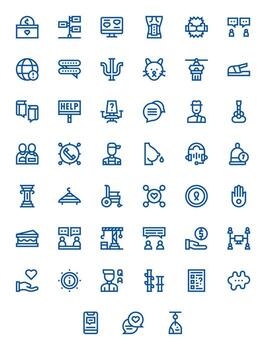 45 Icons for Support optimized in PIXEL Perfect 256x256 Bold Line resolution vector