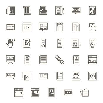 página icono conjunto con 35 regular línea 64 x 64 monitor Perfecto gráficos vector