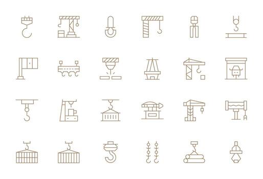24 Icons for Hoist optimized in Pixel Optimized 64x64 Thin Line resolution vector