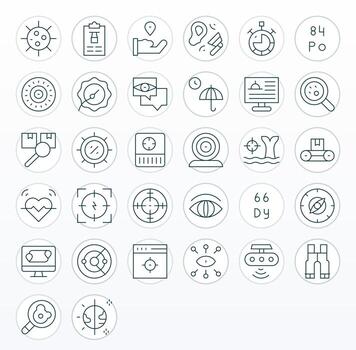 32 Thin Line Icons designed for Tracking in 256x256 Pixel Optimized format vector