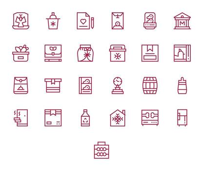 Preservation Complete Package with 25 64x64 Regular Line Pixel Optimized Icons vector