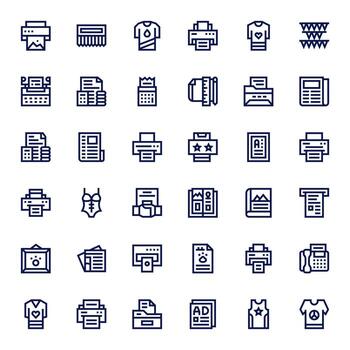 Print featuring 36 High Resolution Icons in Bold Line Design vector