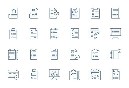 24 Retina Ready Icons for Checklist in Pixel Aligned Thin Line Format vector