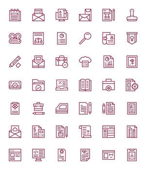 42 PIXEL Perfect Regular Line Icons from Document Collection vector