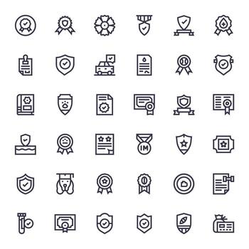 Certified Icon Toolkit featuring 36 Pixel Optimized 128x128 Bold Line elements vector