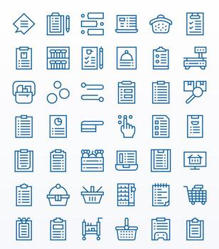 Items Complete Package with 42 128x128 Regular Line Grid Fitted Icons vector
