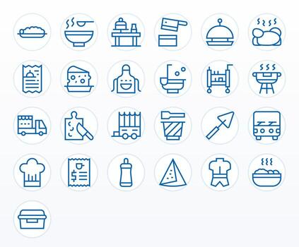 25 256x256 Regular Line Icons optimized for Foodservice Pixel Aligned display vector