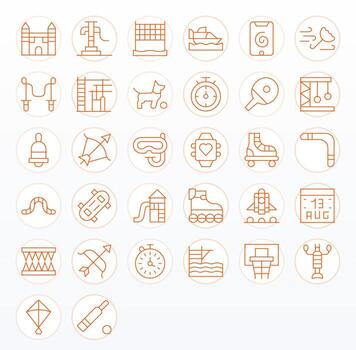 Activity Digital Pack containing 32 Pixel Aligned Thin Line High Resolution Icons vector