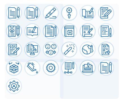 25 Regular Line Grid Fitted Icons for Change Graphics vector