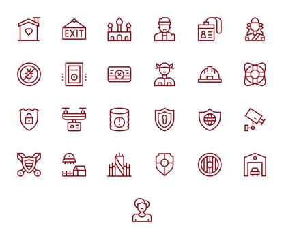 25 Regular Line PIXEL Perfect Icons tailored for Security 256x256 interface vector
