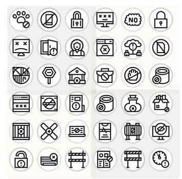 36 128x128 íconos para acceso negado en píxel Perfecto negrita línea formato vector