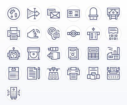 25 Pixel Aligned Icons themed around Output in 256x256 Regular Line format vector