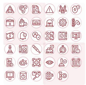 35 regular línea íconos para cheque en crujiente alto resolución cuadrícula equipado resolución vector