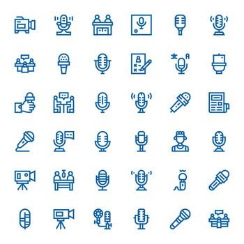 36 Bold Line Icons from Interview in High Resolution Grid Fitted Quality vector