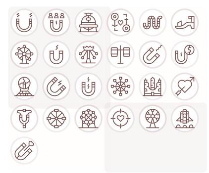 atracción icono biblioteca con 25 regular línea alto resolución píxel optimizado diseños vector