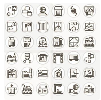 Export Icon Set with 36 Bold Line High Resolution PIXEL Perfect Graphics vector