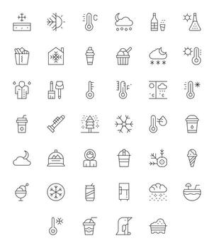 40 Thin Line Icons designed for Cold in 256x256 Editable format vector
