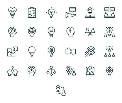 ProblemSolving 64x64 Icon Pack with 25 Regular Line Detail Enhanced Elements vector