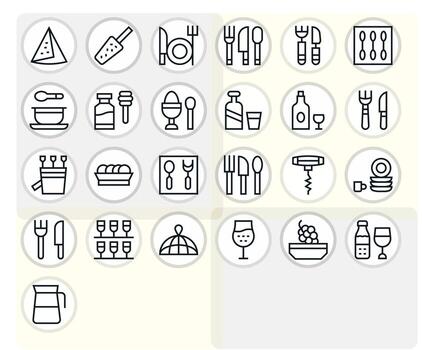 25 128x128 Regular Line Icons optimized for Tableware Pixel Aligned display vector