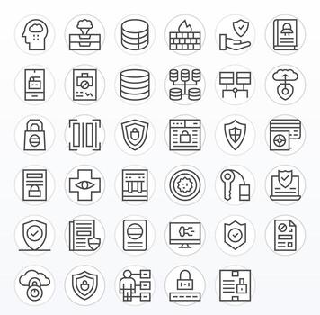 Data Security Comprehensive Bundle with 35 Editable Regular Line High Resolution Icons vector