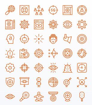 Focus High Resolution Icon Pack with 42 Regular Line Grid Fitted Elements vector