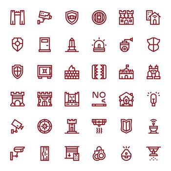 Security System Comprehensive Bundle with 36 Detail Enhanced Bold Line 256x256 Icons vector