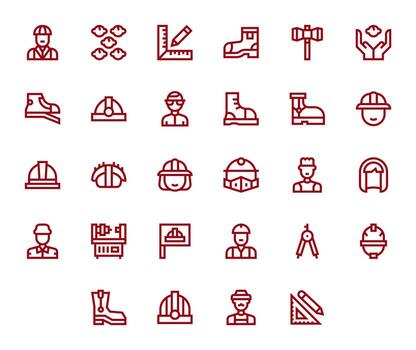 Engineer Icon Toolkit featuring 28 Pixel Aligned Retina Ready Bold Line elements vector