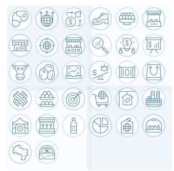 Market Exclusive Set featuring 32 Thin Line Display Perfect High Resolution Icons vector
