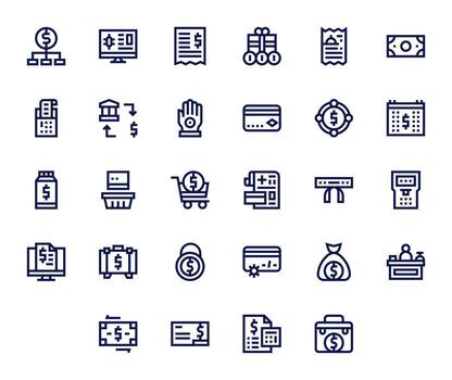 28 High Resolution Bold Line Icons for Payment with Detail Enhanced precision vector