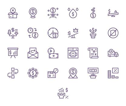 25 64x64 Regular Line Grid Fitted Icons for Return Projects vector