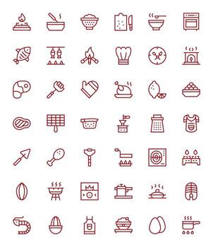 42 Display Perfect Regular Line Icons designed for Cooking Interface vector