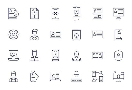 Personal Data Complete Package with 24 256x256 Thin Line Display Perfect Icons vector