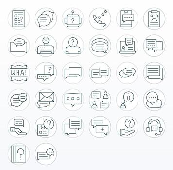 Support Request Design Icons featuring 32 PIXEL Perfect Thin Line Style vector