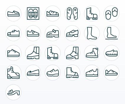 Sole Icon Collection with 25 High Resolution Regular Line Designs vector