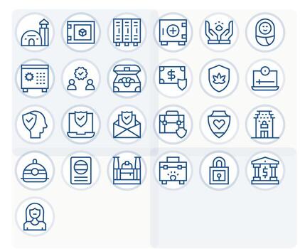 Safe Icon Collection with 25 High Resolution Regular Line Designs vector