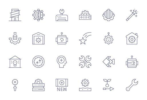 Upgrade Visual Pack containing 24 Thin Line Pixel Optimized Icons vector