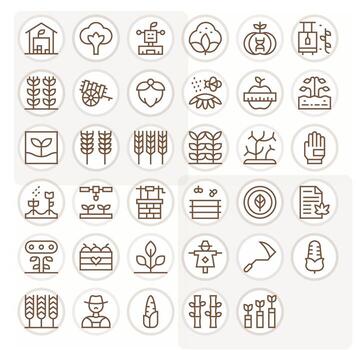 Farming Icon Set with 35 Regular Line Retina Ready Pixel Aligned Graphics vector