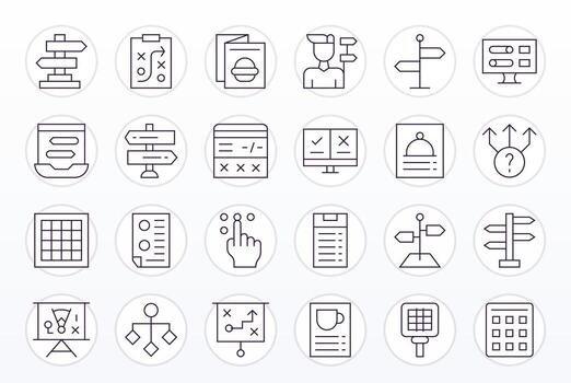 Choices Essential Set including 24 PIXEL Perfect Thin Line High Resolution Icons vector